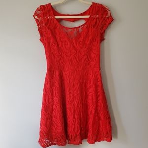 🔵 No boundaries lace floral red mini dress size